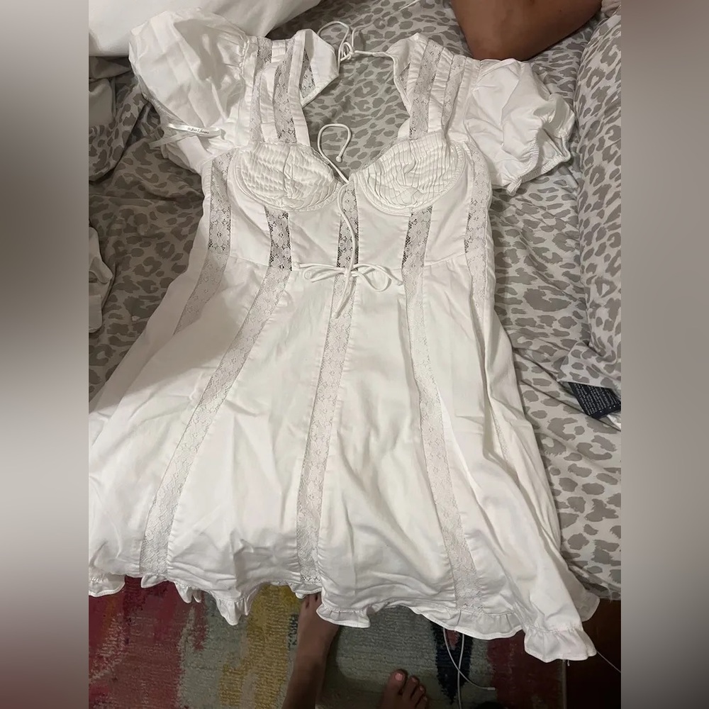 For Love & Lemons Maura Poplin Mini Dress Size Large - Picture 3 of 9